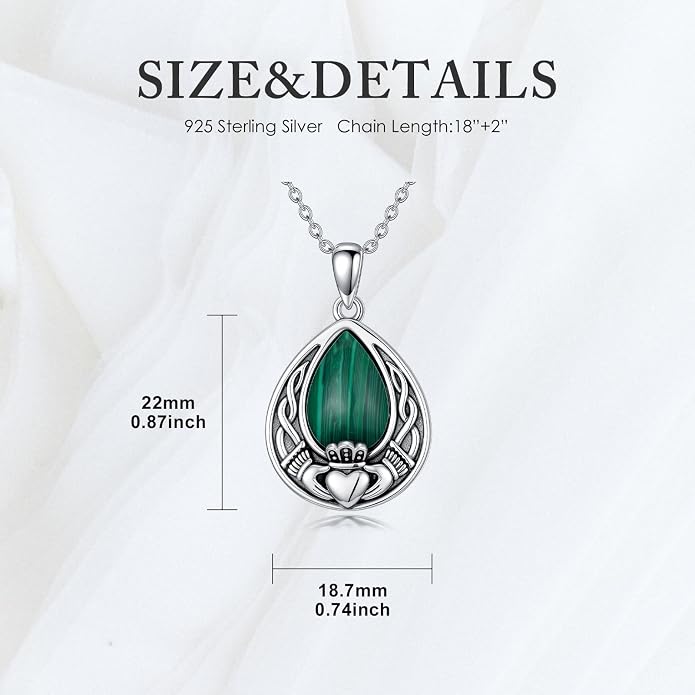 PELOVNY Celtic Knot Necklaces for Women 925 Sterling Silver Gemstone/Birthstone Teardrop Infinity Necklace Irish Celtic Pendant Jewelry Gifts for Mom Daughter Wife
