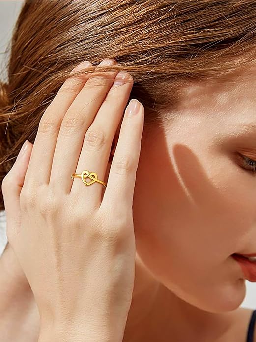 Bestyle 925 Sterling Silver Ring for Women, Minimalist Claddagh Ring Celtic Knot Ring for Women, Irish Promise Wedding Band, Gold/Rose Gold Vermeil Women Band Ring, Stackable, Gift for Her