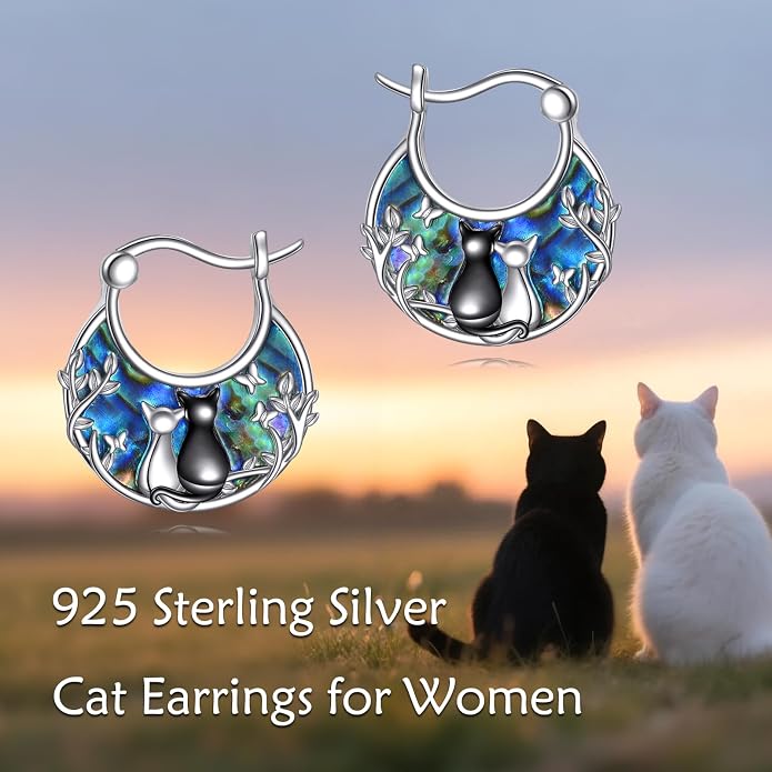 Tree of Life/Sunflower/Mountain/Daisy/Flower/Dragonfly/Butterfly/Earrings 925 Sterling Silver Hoop Earrings for Women