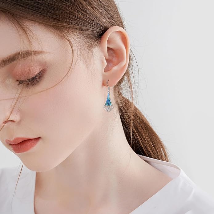 Abalone Shell Dangle Drop Earrings for Women 925 Sterling Silver Filigree Bohemian Earrings Jewelry Gift