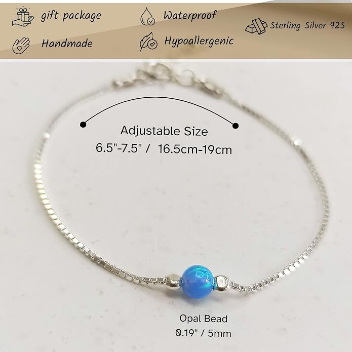 Minimalist Evil Eye Charm Bracelet – Handmade Delicate Good Luck Jewelry for Women – Adjustable 6.5” + 1” Extender