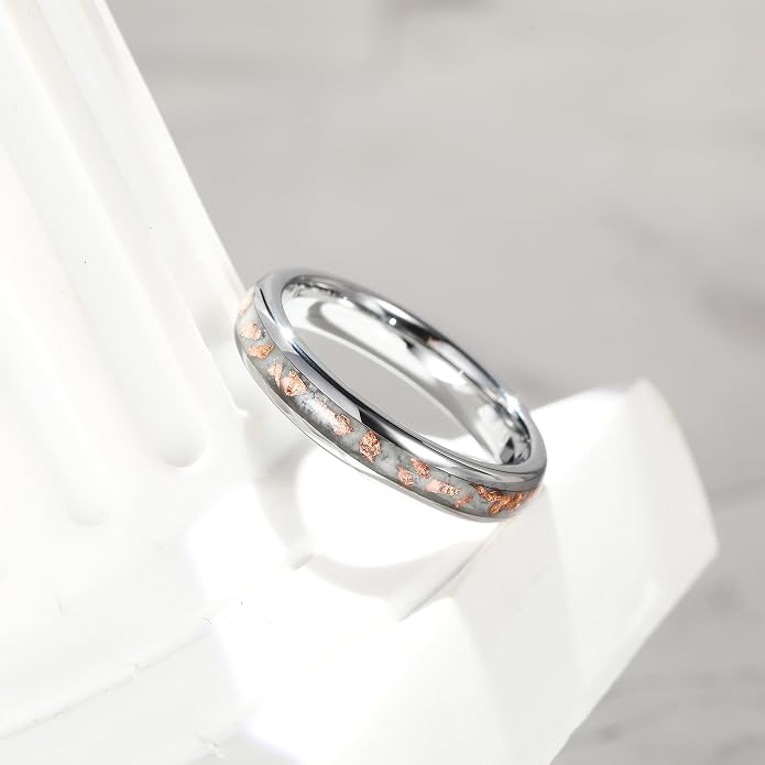 King Will Mens 8mm Rose Gold Groove/Gold Loop/Black Cross Groove Tungsten Carbide Wedding Ring Line Flat Pipe Cut Brushed Polished Comfort Fit 7-14