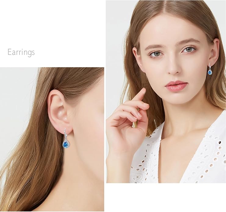 Trendy Dangle Earrings for Women Teen Girls Sterling Silver 12 Birthstone Earrings Minimalist Hypoallergenic Earrings for Sensitive Ears Jewelry Gifts
