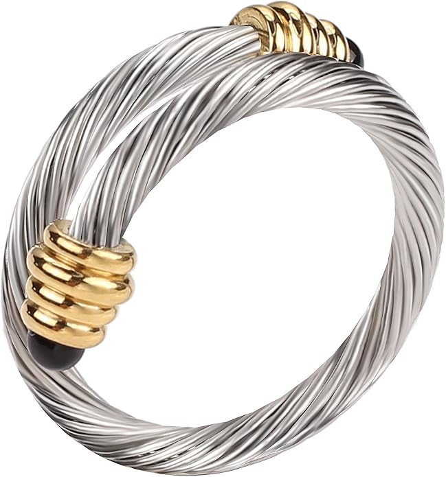 Dorriss Cable Rings Vintage Twisted Open Ring for Women Adjustable Designer Fashion Brand Stainless Steel Jewelry with Gift Box