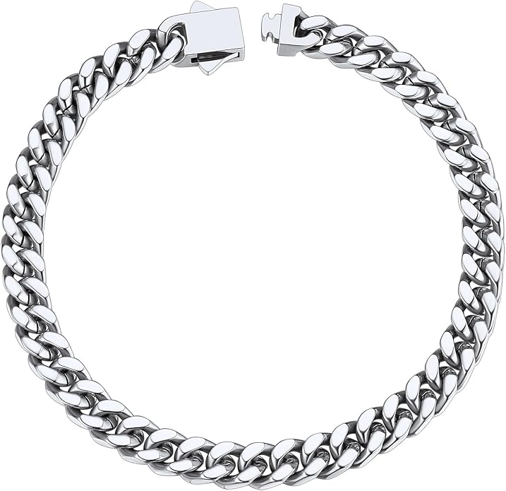 ChainsHouse Stainless Steel Cuban Link Bracelet for Men, 5mm/7mm/9mm/12mm Width, 7.5"/8.3"/9" Length, Black/18K Gold Plated Chain Wrist Bracelets for Men, with Gift Box