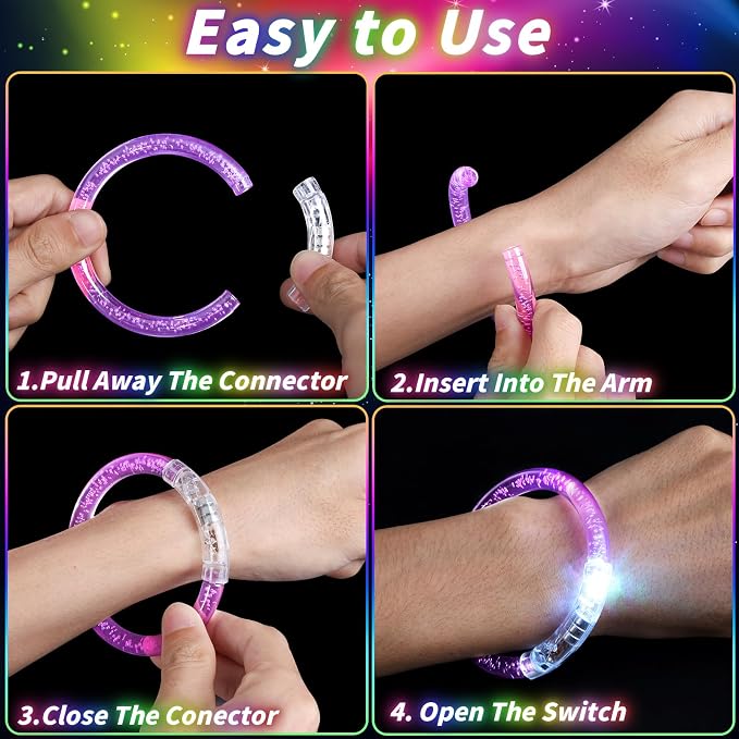 120 Pcs Glow in the Dark Party Supplies with Light up Glasses LED Bracelets 10 Neon Colors Glow Stick Bracelet Flashing Glasses for Kid Adult Rave Birthday Wedding Halloween Christmas Party Toys Favor