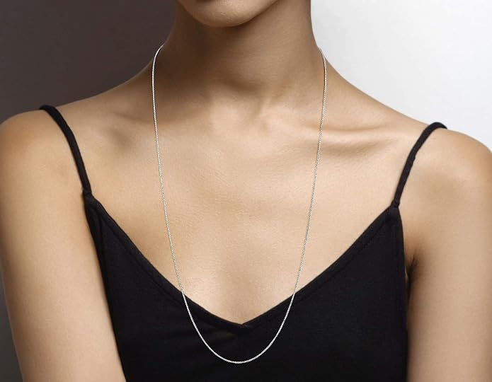 Miabella Italian 925 Sterling Silver or 18K Gold Plated 925 Sterling Silver Thin 1mm Box Chain Necklace for Women, Made in Italy