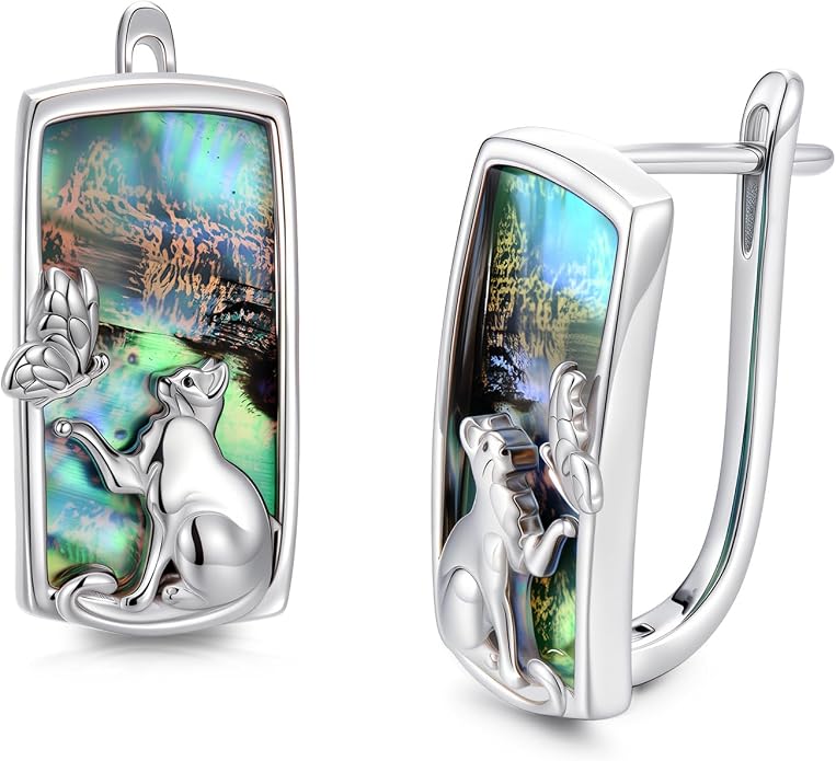 PROESS Abalone Shell Holy Mountain/Mustard Seed/Animal Earrings 925 Sterling Silver Mountain Jewelry Animal Lovers Gifts for Women