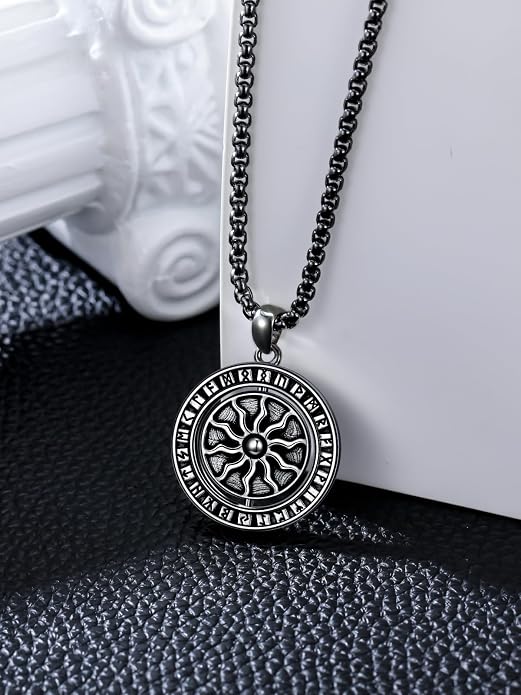 Viking Necklace for Men Women 925 Sterling Silver Norse Jewelry Fathers Mothers Day Anniversary Birthday Gifts for Mom Dad Husband Brother (with Gift Box)