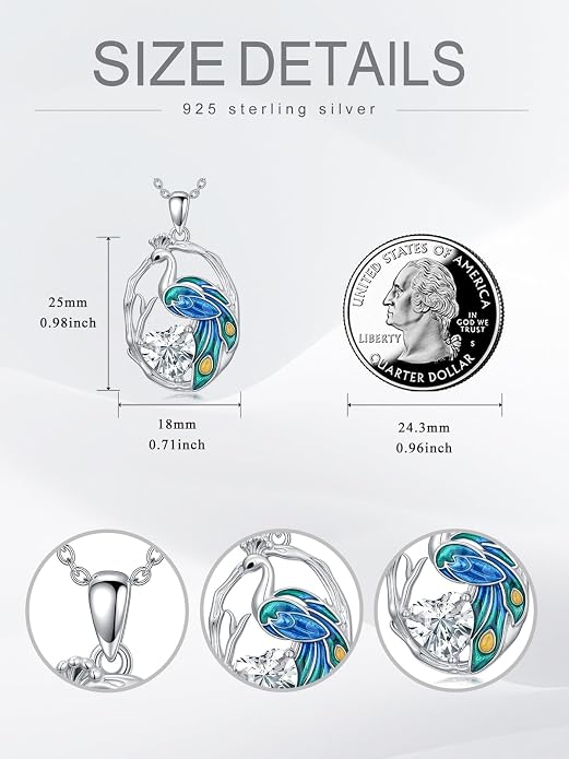 Midari Ocean Necklace 925 Sterling Silver Flamingo Mama Bear Dolphin Penguin Sea Turtle Axolotl Desert Cactus Nautical Rudder Tropical Palm Compass Wave Pendant Boho Jewelry Gifts for Women Men