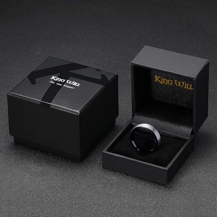 King Will Wedding Band for Men Women, 2/4/6/7/8mm Domed Matte Brushed Tungsten Carbide Rings, Solid/Dual Color Engagement Rings, Comfort Fit