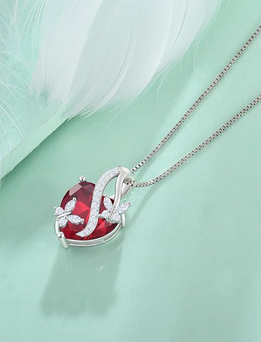 Butterfly Necklaces for Women Sterling Silver Infinity Heart Pendant Birthstone Jewelry Gift with 14k Yellow Gold/Rose Gold Plated