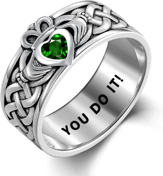 Seiyang Claddagh Ring 925 Sterling Silver Celtic Ring Jewelry Irish Band Gift for Men Women (with Gift Box)