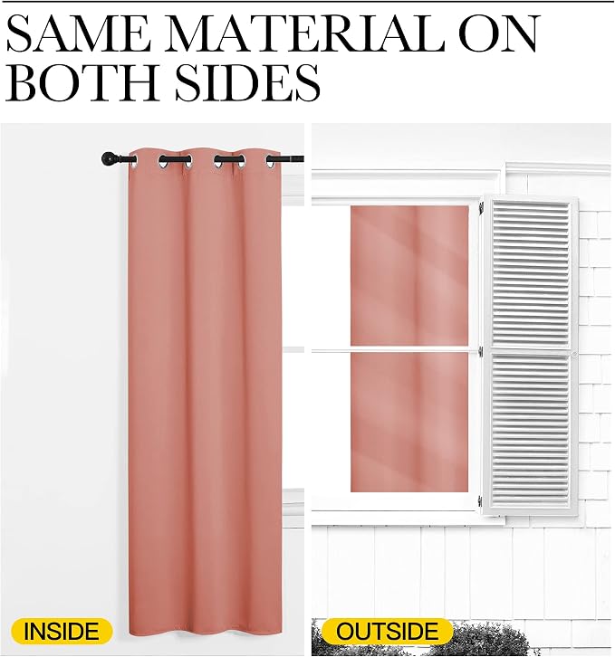 NICETOWN Coral Room Darkening Curtain Drapes - Window Treatment Light Blocking Privacy Curtain Panels for Home Decoration (Set of 2, 42 inches by 95-inch)