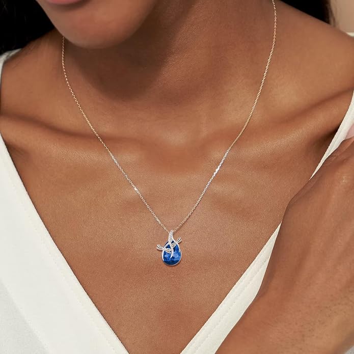 PRAYMOS S925 Sterling Silver Birthstone Necklaces for Women Dainty CZ Necklace Dragonfly Pendant Minimalist Jewelry Gift