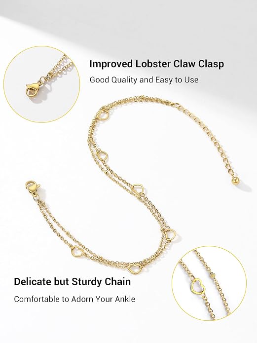 PROSTEEL Gold/Silver Anklets for Women Waterproof, 14K Gold Plated Ankle Bracelet Non Tarnish, Jewelry Gifts Adjustable