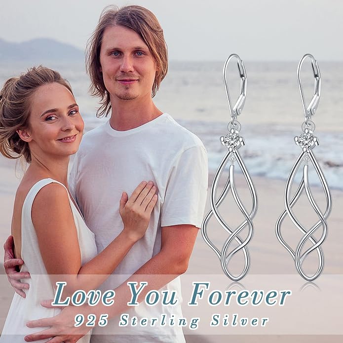 Sterling Silver Leverback Dangle Earrings for Women Teardrop Filigree 14K Gold Plated Dangly Earrings Mother’s Day Gift