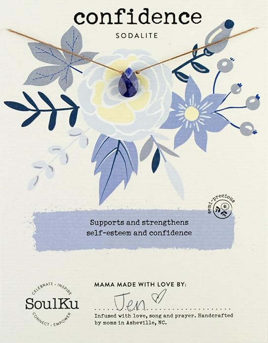 SOULKU Handcrafted Necklace, Empowerment Jewelry With Healing Crystal, Inspirational Jewelry For Women, Mom & Sister Gifts, 2" Extender With Lobster Clasp, 16" Nylon Cord