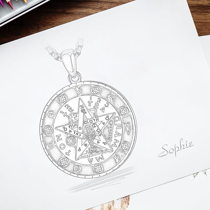 AEONSLOVE Tetragrammaton De Plata 925 Sterling Silver Tetragrammaton Necklace/Metatron Cube Pendant Amuleto De Proteccion Gifts for Women Men