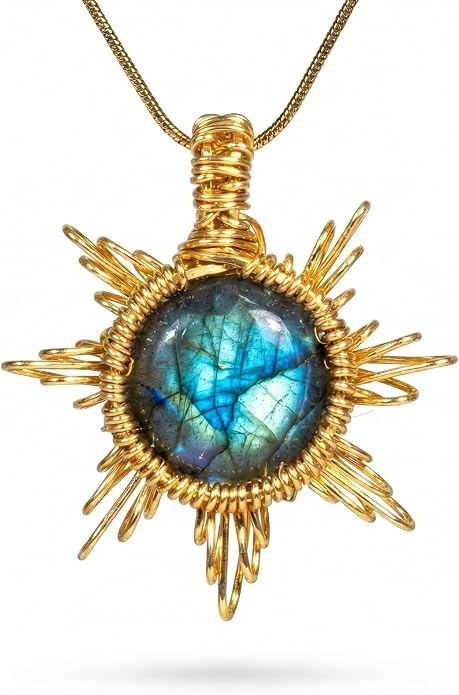 Natural Faceted Labradorite Pendant Necklace – Unique Stone of Magic & Transformation, Iridescent Flash Gemstone Jewelry, Handmade Healing Crystal Gift for Women, Birthday, Anniversary, Spiritual Awakening & Intuition