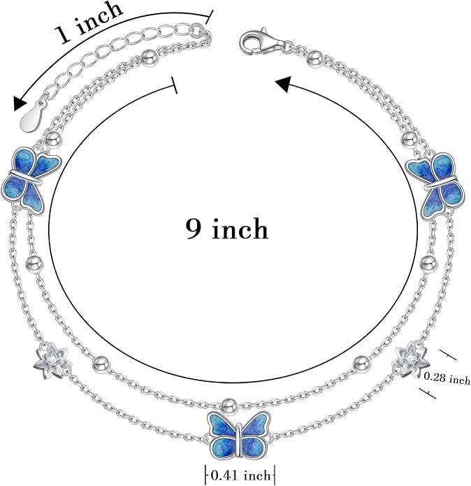 S925 Sterling Silver Ankle Bracelets Butterfly/Evil Eye/Anchor/infinity/Beach Anklet for Women Opal Moonstone Foot Chain Beach Jewelry