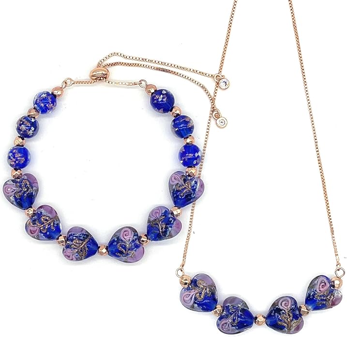 ARTSY Crafts Glow in the Dark Heart Shaped Glass Bead Bracelets & Necklaces, Handmade in USA