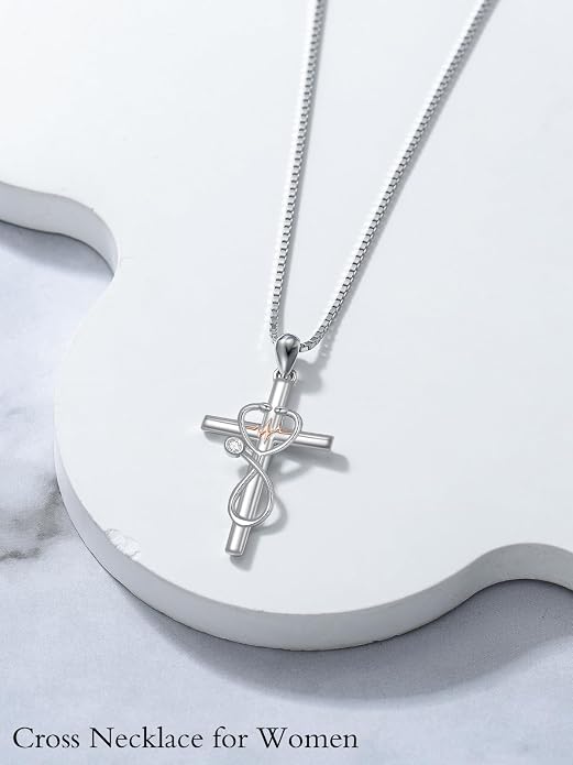 HPQQ Gifts for Nurse Sterling Silver Stethoscope Cross Necklace Nurses Birthstone Jewelry Nursing Themed Medicine Nurses Week Graduation Gifts Doctor Medical Student RN