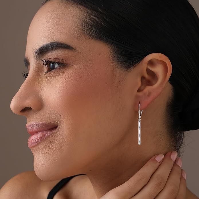 LeCalla 925 Sterling Silver Teardrop Dangle Earrings for Women | Lightweight Vertical Drop Dangle Earrings | Minimalist Dangling Earring Jewelry Gifts for Women