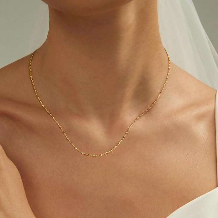 BAYLAY Gold Chain Necklace for Women - 18K Gold Plated Necklace Chain Dainty Gold Necklace for Women Gold Chain Gold Necklace Gold Jewelry Gifts Size 16/18/20/22/24/26 Inch