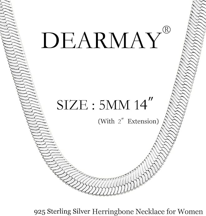 DEARMAY 14K Gold Plated Herringbone Necklaces for Women, Dainty Gold Snake Choker Chain Non Tarnish Trendy Simple Thin & Chunky Options Neckalce 1.5/3/5/6/8mm Chain Jewelry for Gifts