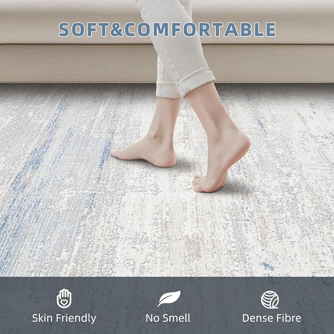 Washable Rugs 5x7 Area Rugs for Living Room- Modern Abstract Rugs for Bedroom,Dining Room,Large Soft Low Pile Carpet with Non Slip Rubber Backing,Neutral Accent Nursery Rug for Home Office