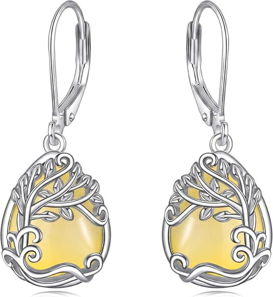Teardrop Tree of Life/Filigree Earrings for Women Dangle Leverback Earrings Jewelry Gift Anniversary For Her