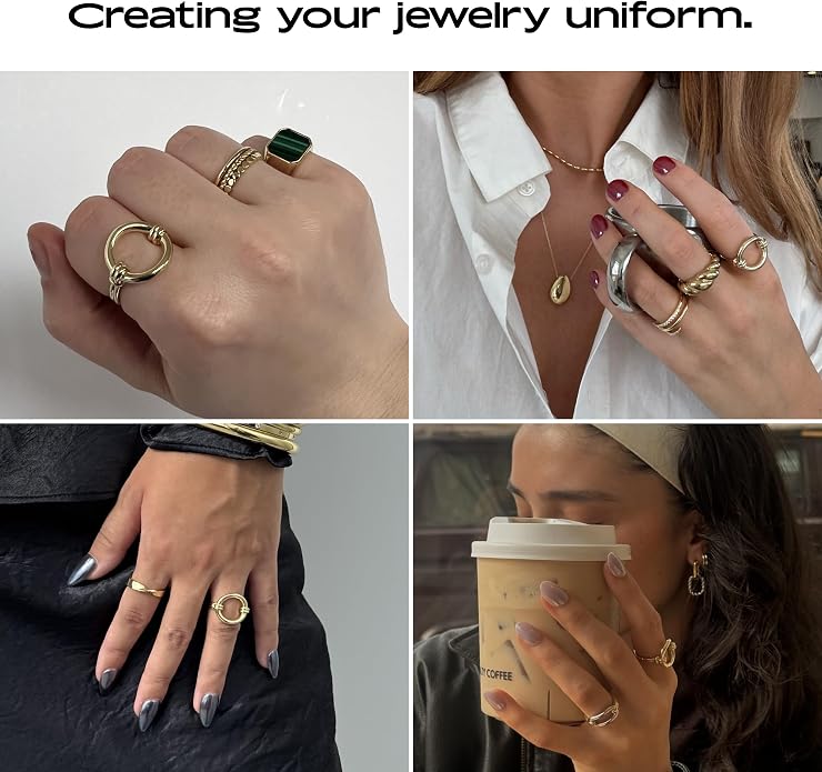 Ana Luisa Gold Rings for Women - 14K Gold Plated Rings for Women Non Tarnish - Trendy Stacking Ring for Daily Wear - Twisted, Heart, Eternity Ring Styles - Hypoallergenic & Water-Resistant Jewelry
