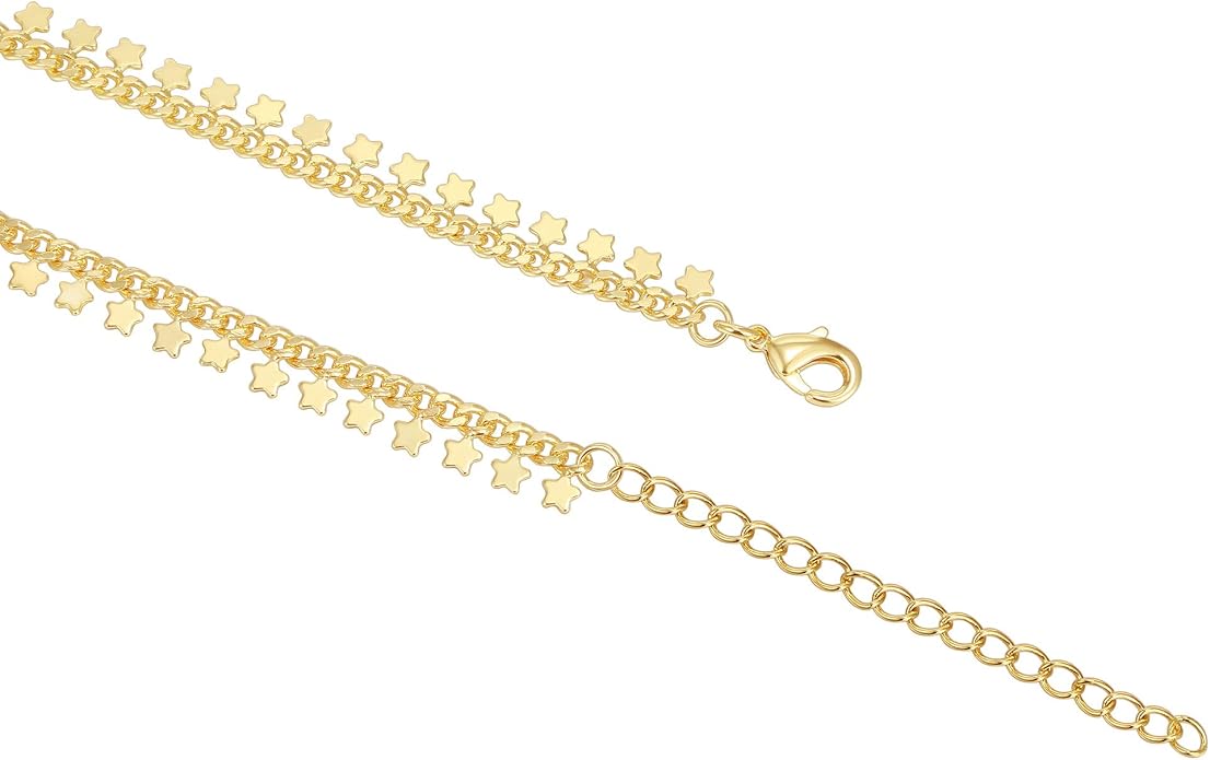 PAVOI 14K Gold Plated Anklet for Women - Trendy Link Chain Ankle Bracelet Summer Jewelry - Boho Dainty Anklets with Cubic Zirconia, Beaded, Evil Eye, Star, Station, Pearls Adjustable Gold Jewelry