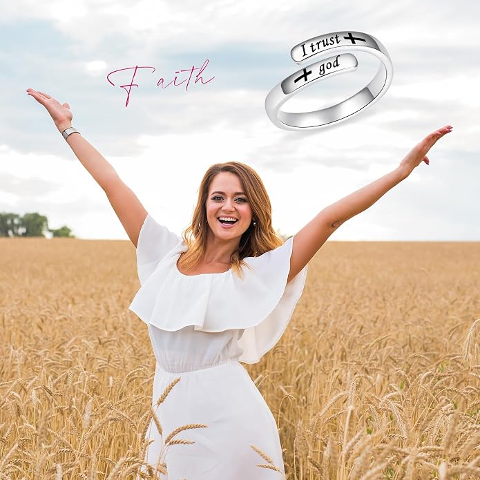 BEILIN 925 Sterling Silver Inspirational Jewelry Rings Adjustable Ring Personality Encouragement Gift for Teens Women