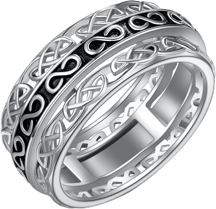 Anxiety Ring 925 Sterling Silver Spinning Celtic Knot Ring Anti-anxiety Stress Reduction Jewelry Gift Woman Birthday gift (Size7,8,9)