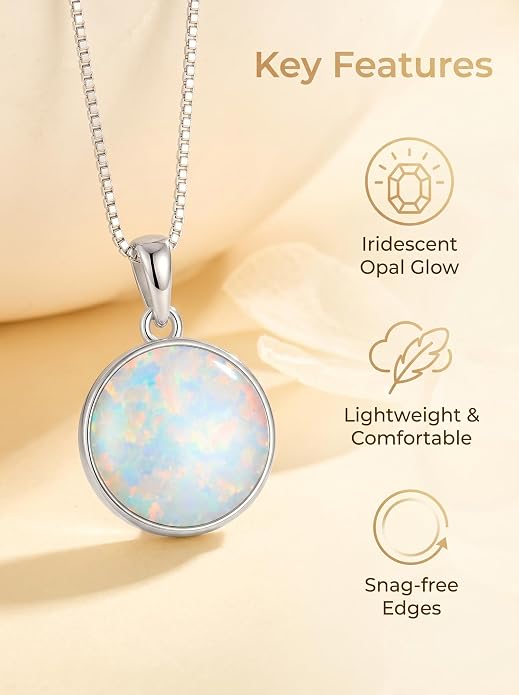 Teardrop Opal Necklace for Women - 925 Sterling Silver October Birthstone Pendant Necklace, Dainty Pear Shape Gemstone Jewelry Gif for Her, Adjustable Box Chain
