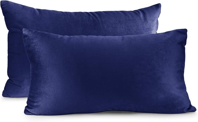 Nestl Throw Pillow Covers, Cozy Velvet Decorative Pillow Covers 12 x 20 Inches, Soft Solid Couch Pillow Covers for Sofa, Bed and Car, Set of 2 - Royal Blue