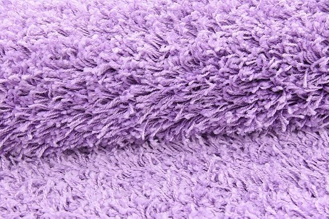 Unique Loom Solid Shag Collection Area Rug (4' 1" x 6' 1" Rectangle, Lilac) | Modern solid area rug for living room, bedroom & dining room. Stain-resistant, easy-care, kid & pet friendly