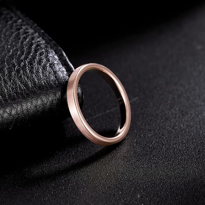 Frank S.Burton 3mm 4mm 6mm 8mm Black/Silver/Rose Gold Tungsten Rings for Women Men Wedding Band Engagement Ring Comfort Fit Beveled Edges Size 4-15