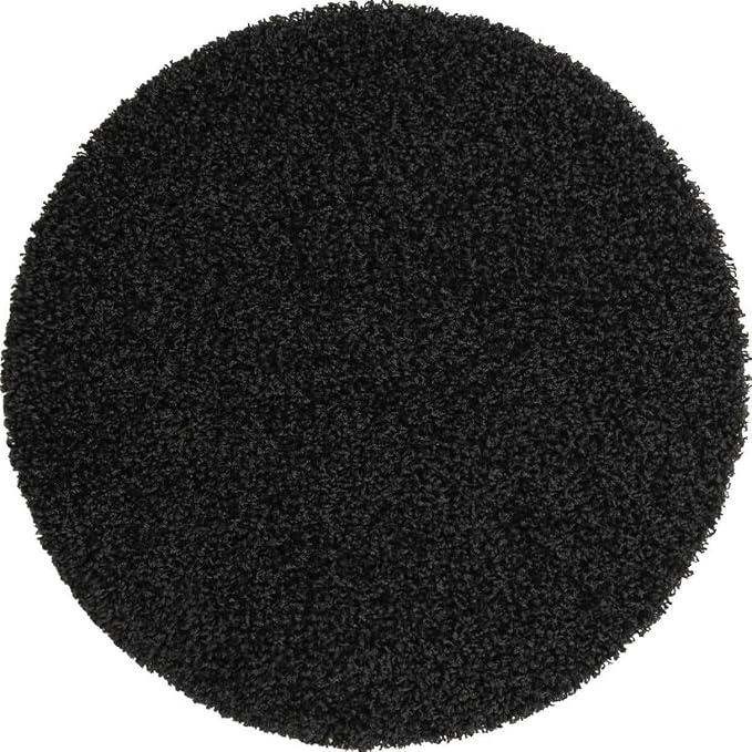 Unique Loom Solid Shag Collection Area Rug (3' 3" Round, Jet Black)