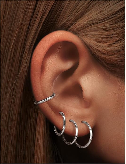 20G 18G 16G 14G 12G 10G 8G 6G Nose Rings Hoops 316l Surgical Steel Clicker Septum Lip Ring Tragus Helix Daith Rook Conch Snug Cartilage Lobe Earrings Hoop Piercing Jewelry For Women Men