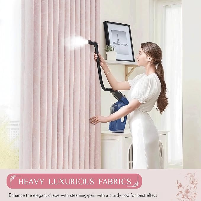 Beauoop Pink Floral Jacquard Blackout Curtains for Bedroom 52x72 2 Panels | Flower Chenille Room Darkening Drapes for Living Room 72 Inch Long Thermal Insulated Soundproof Window treatment Rod Pocket