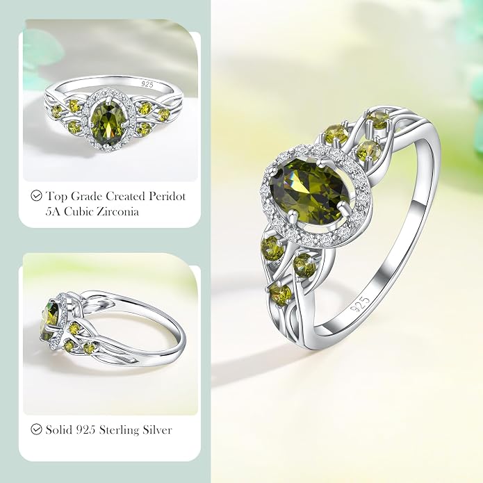 925 Sterling Silver Celtic Knot Engagement Ring for Women Moissanite/Cubic Zirconia Inlaid Oval Shaped Birthstone Rings Cocktail Wedding Birthday Jewelry(with Box)