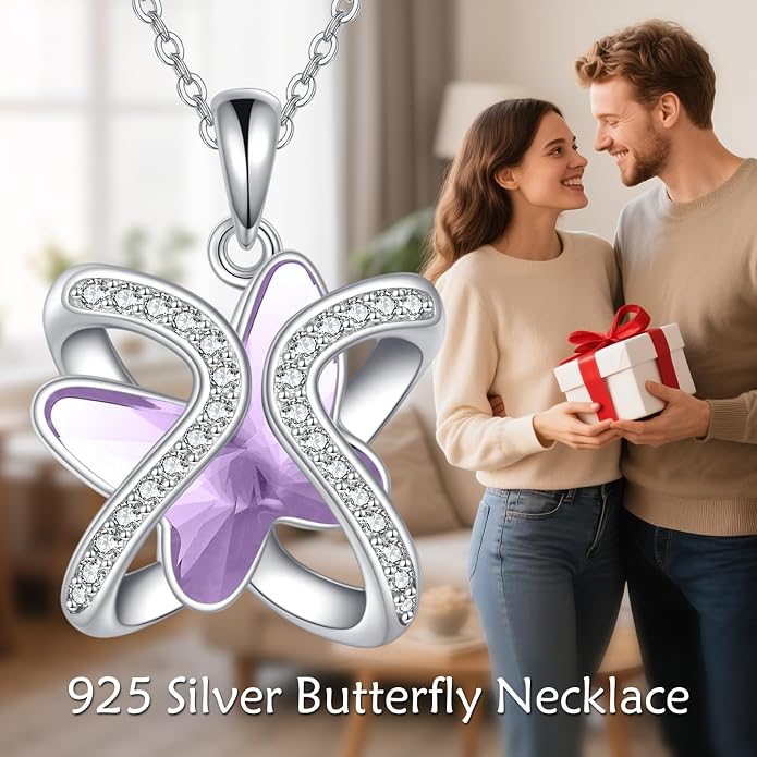 Crystal Necklace 925 Sterling Silver Crystal Pendant Necklace for Women Gift for Women