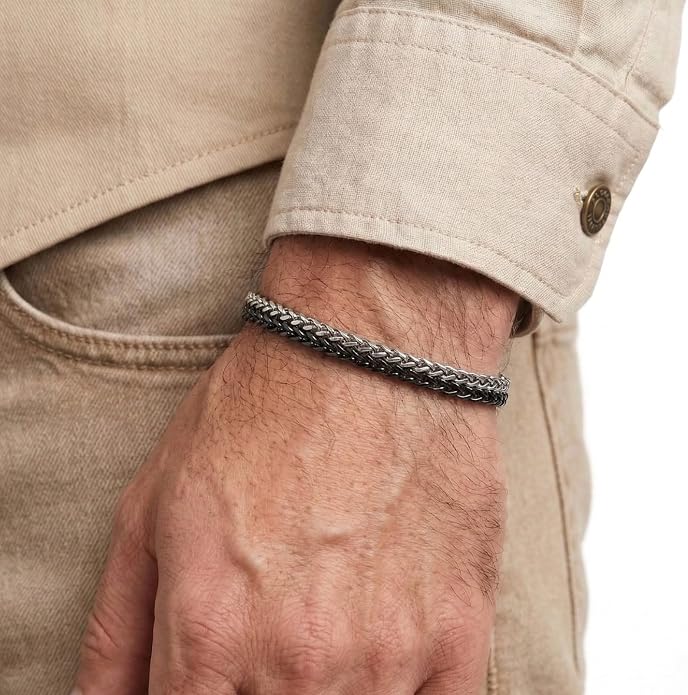 Galis Mens Bracelet - Stainless Steel, Non Tarnish Rope Chain Bracelets, Stylish Fathers Day Gift for Dad, Husband, Boyfriend.
