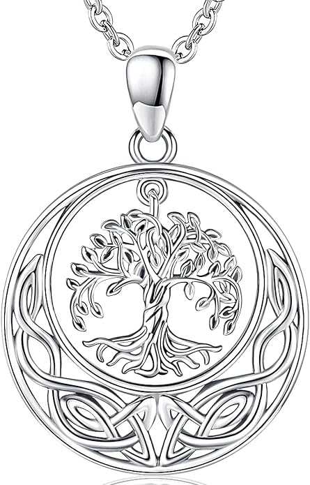 Aniu Tree of Life Necklace for Women, 925 Sterling Silver Mother of Pearl Family Palm Tree Charm Pendant Jewelry for Birthday Christmas Gift