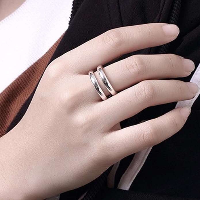 925 Sterling Silver Ring Minimalist Adjustable Rings Band Handmade Rings for Women Girls