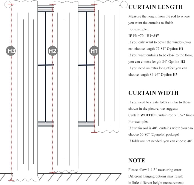 QJmydeco Living Room Green Black Out Curtains 63 Inch Long 2 Panels Set, Thermal Insulated Heat Blocking Curtain for 62-64 Inch Window Vintage Drapes for Bedroom Hooks&Rings&Back Tab (50W x 63L)