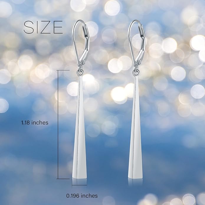 S925 Sterling Silver Vertical Drop Dangle Earrings Gift for Women Teenage
